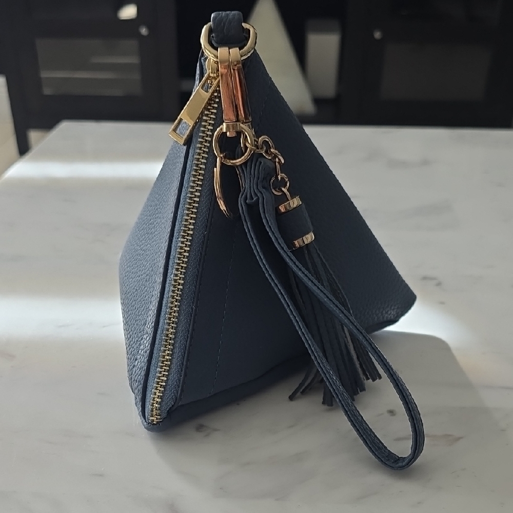 Elegant Navy Blue Triangle Wristlet